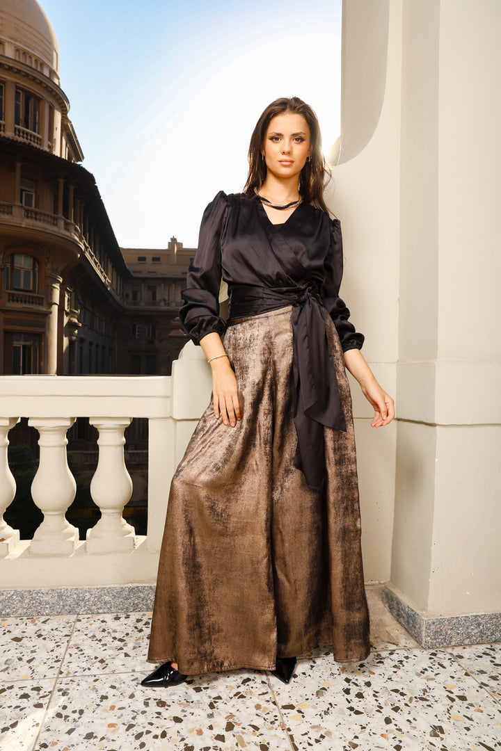 Shimmery wide pants - Brownish Gold