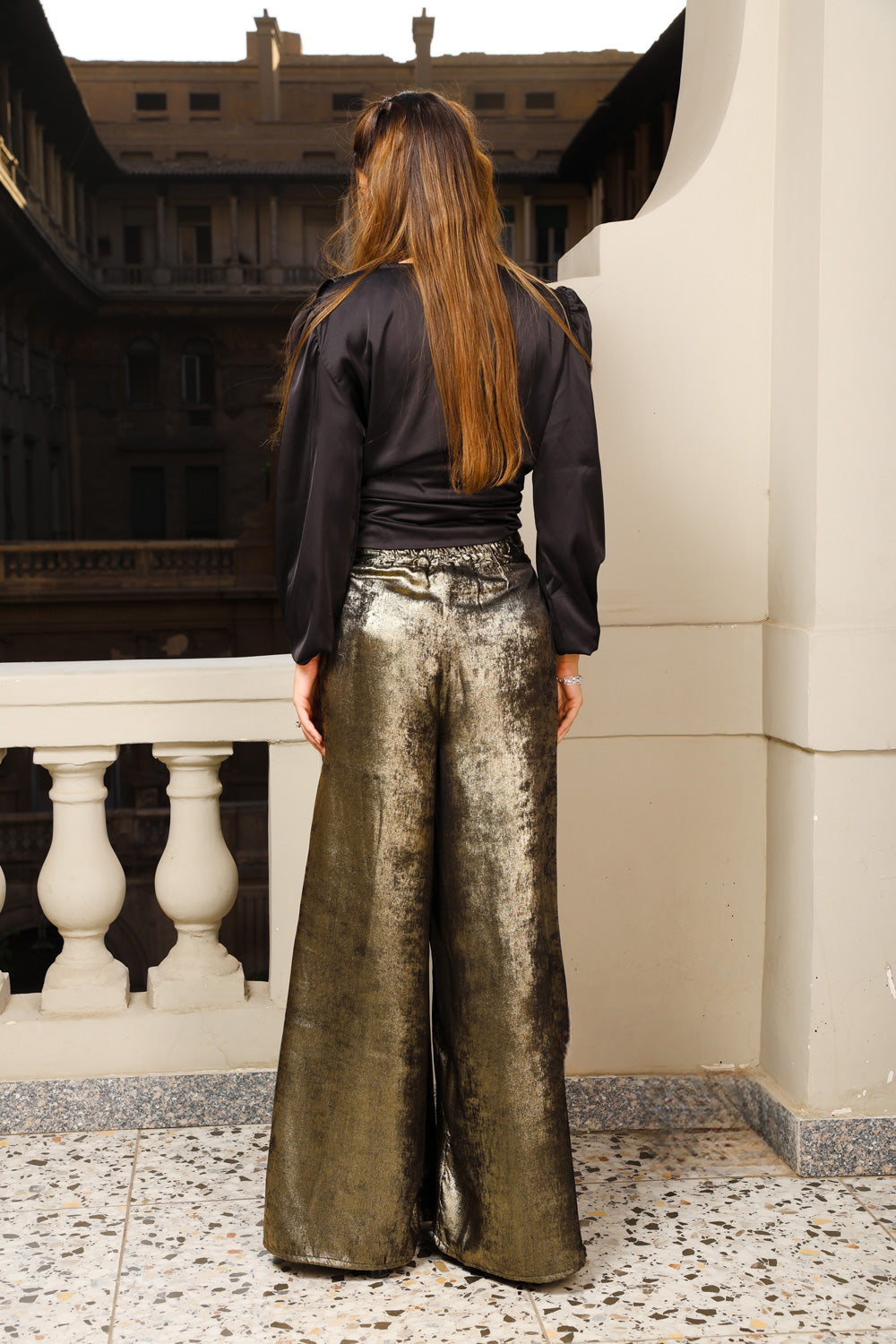 Shimmery wide pants - Gold