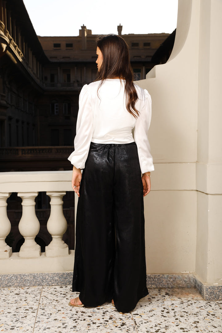 Shimmery wide pants - Black