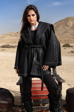 Moon Light Studded Cape - Black