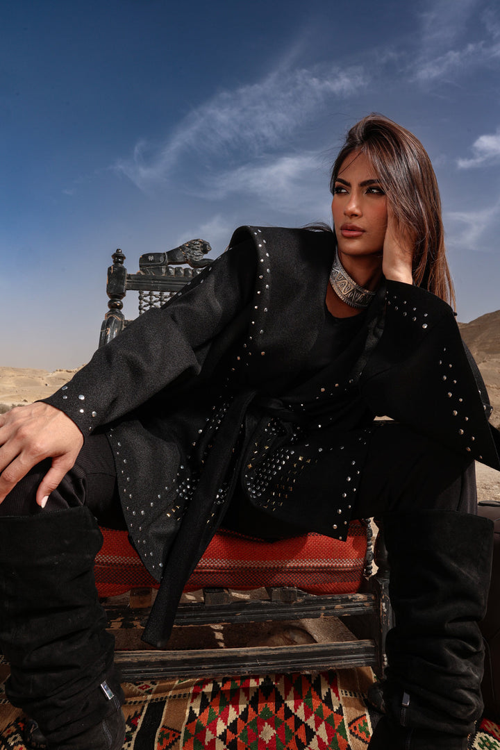 Moon Light Studded Cape - Black