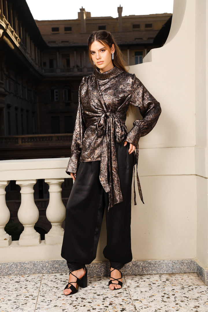 Shimmery Snake Print Blouse