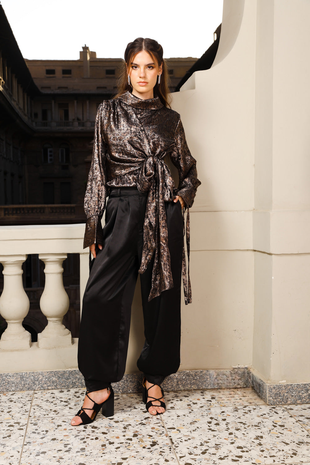 Shimmery Snake Print Blouse