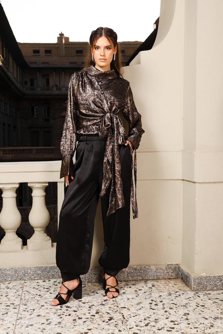 Shimmery Snake Print Blouse