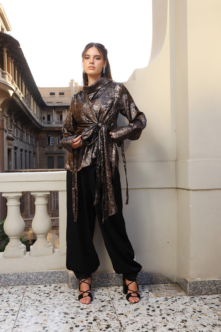 Shimmery Snake Print Blouse