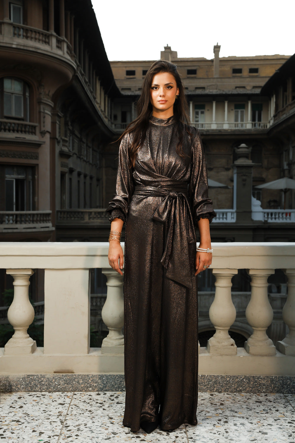 Shimmery wide-leg Jumpsuit - Gold