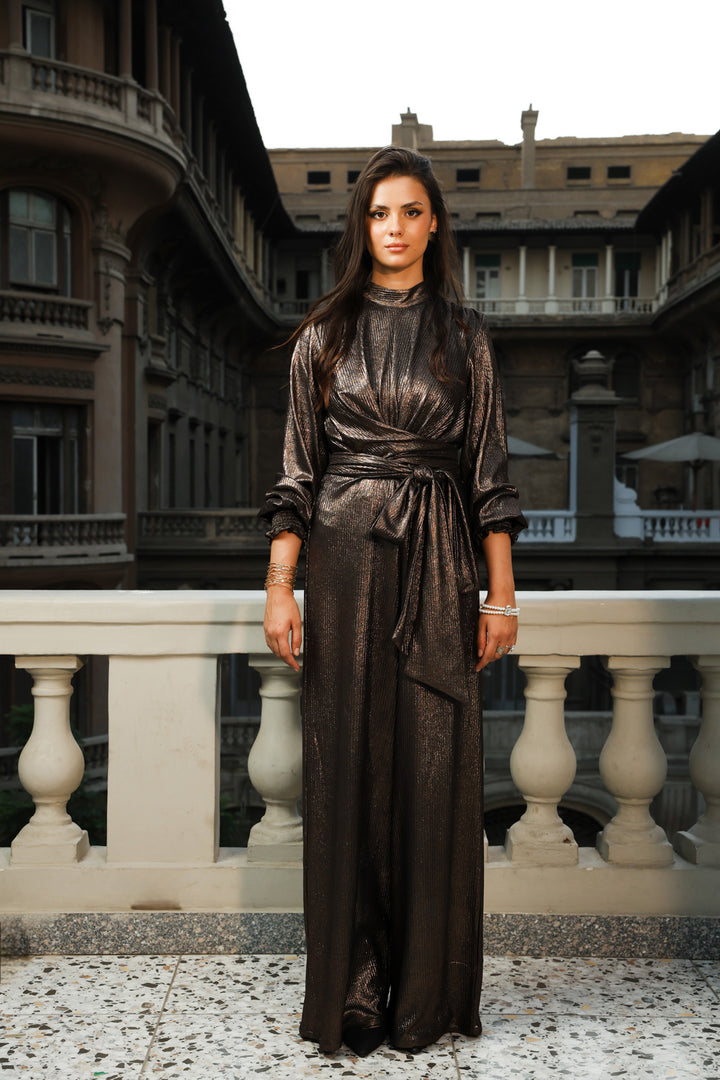 Shimmery wide-leg Jumpsuit - Gold