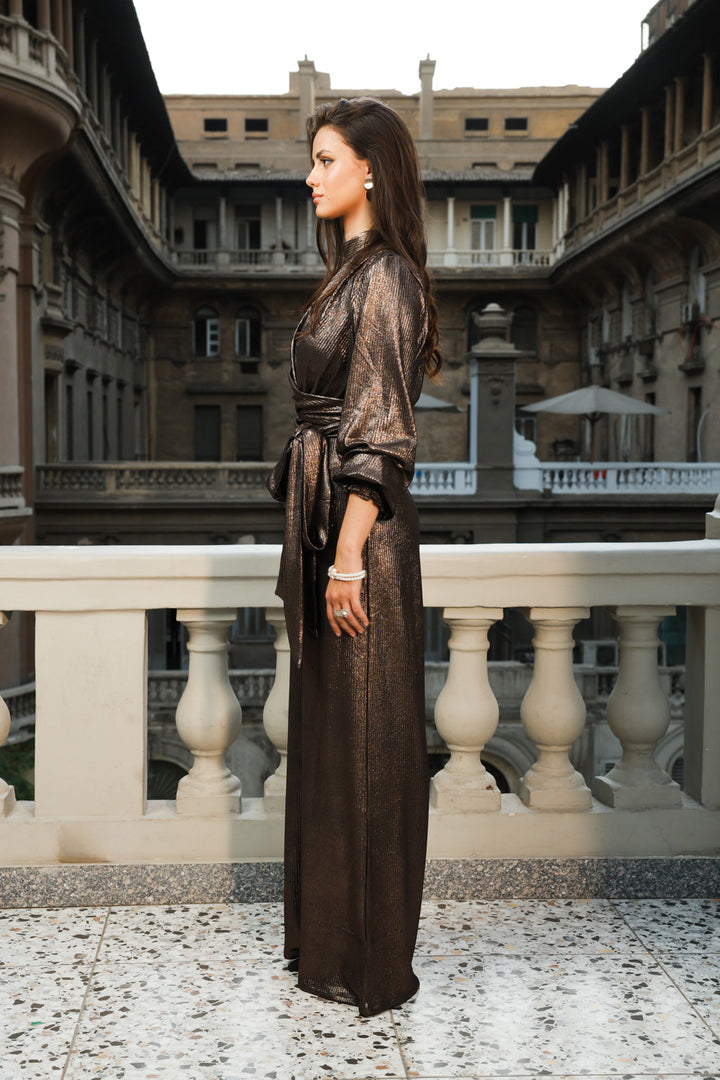 Shimmery wide-leg Jumpsuit - Gold