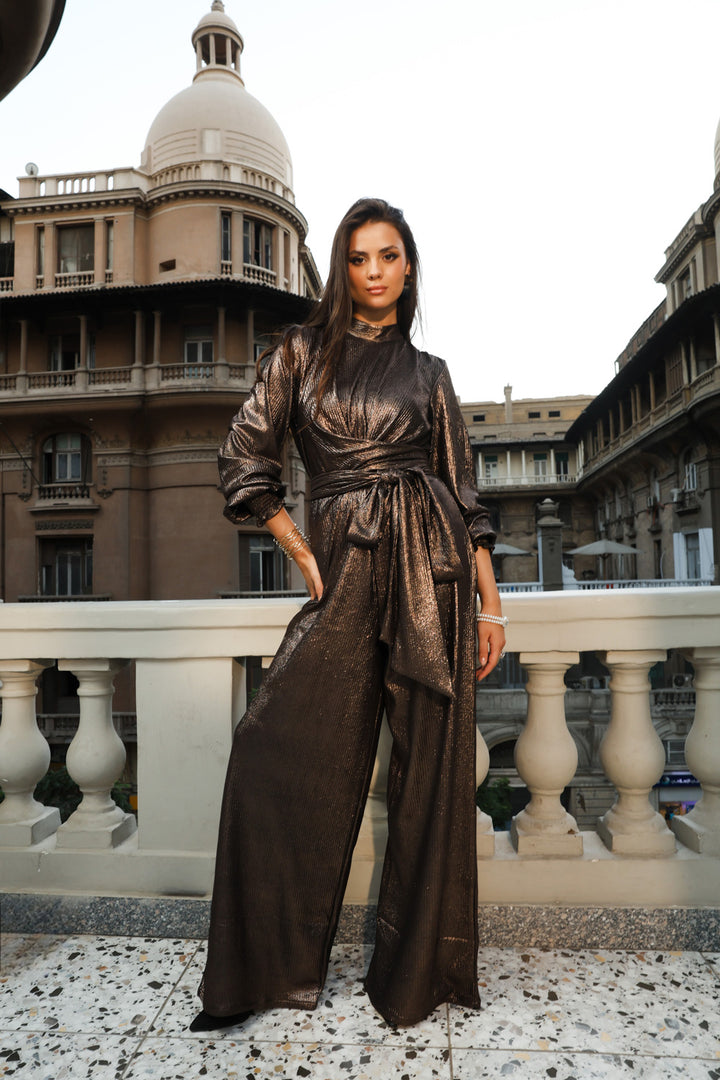 Shimmery wide-leg Jumpsuit - Gold