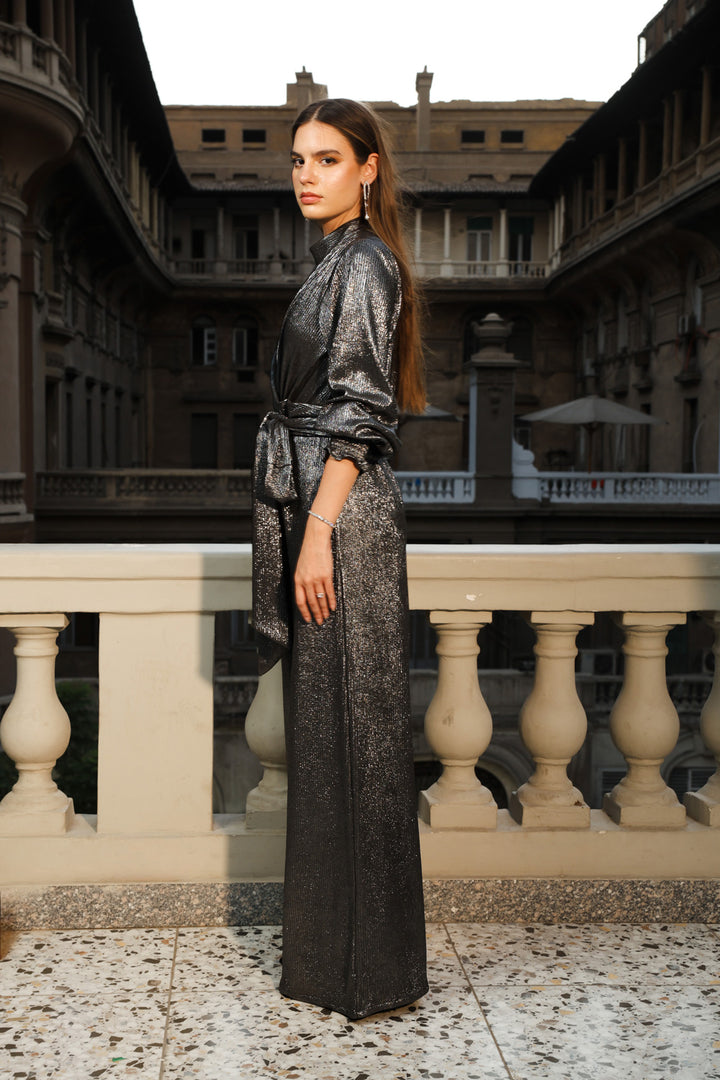 Shimmery wide-leg Jumpsuit - Silver