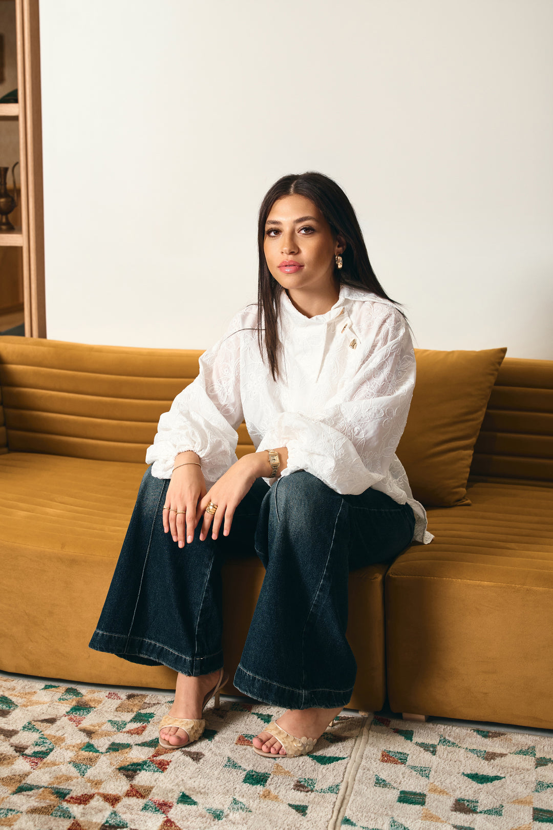 Side Collar Top - White
