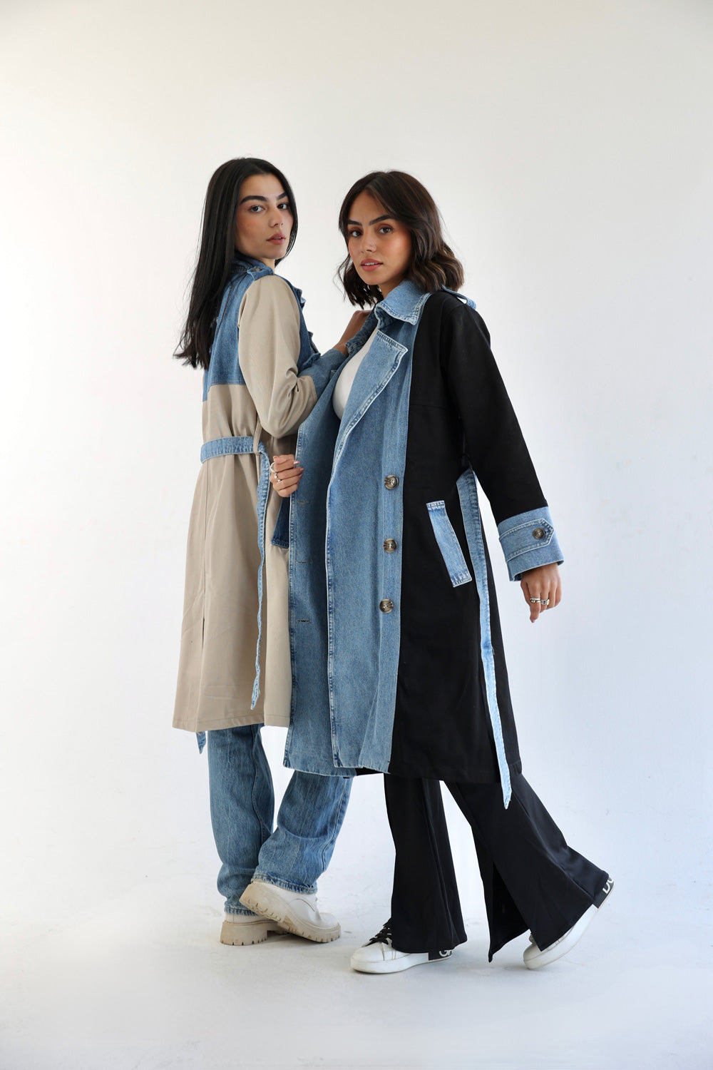 Denim Trench Coat- Black