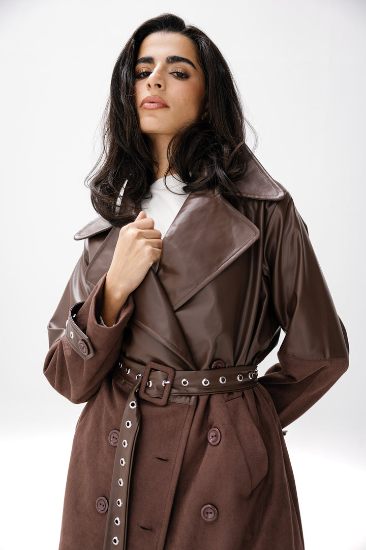 Fringe Split Coat - Brown