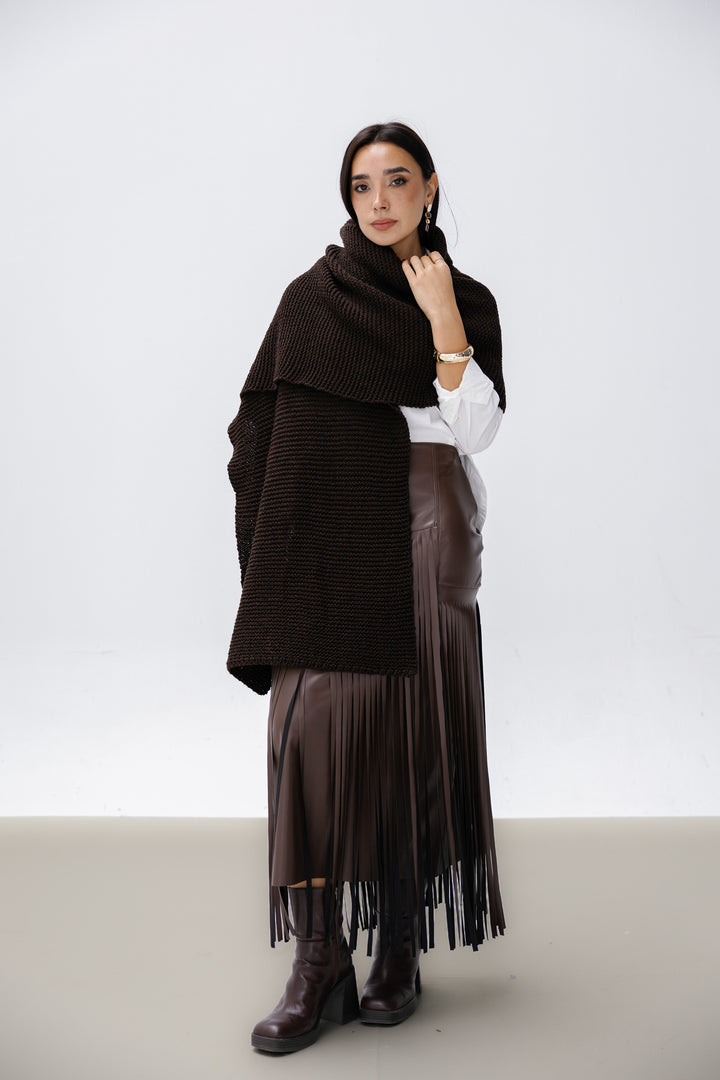 Cozy Knit Scarf - Brown