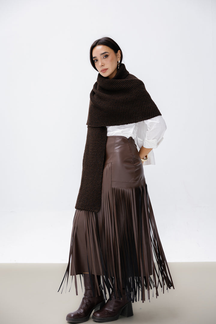 Cozy Knit Scarf - Brown