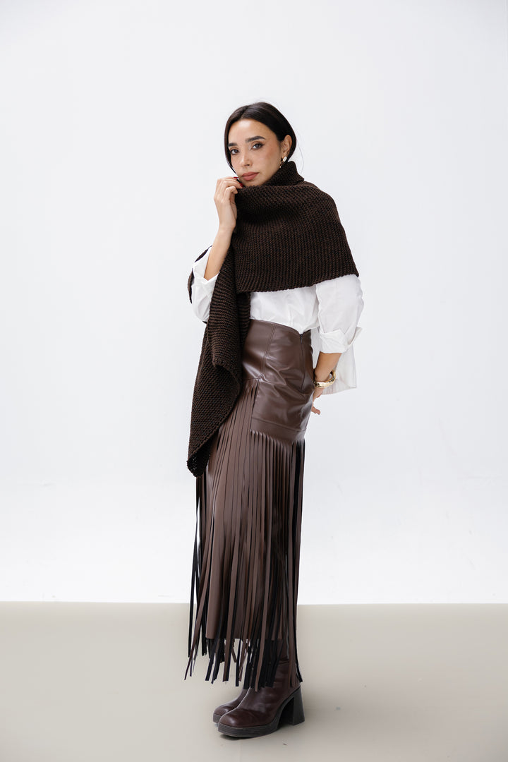 Cozy Knit Scarf - Brown