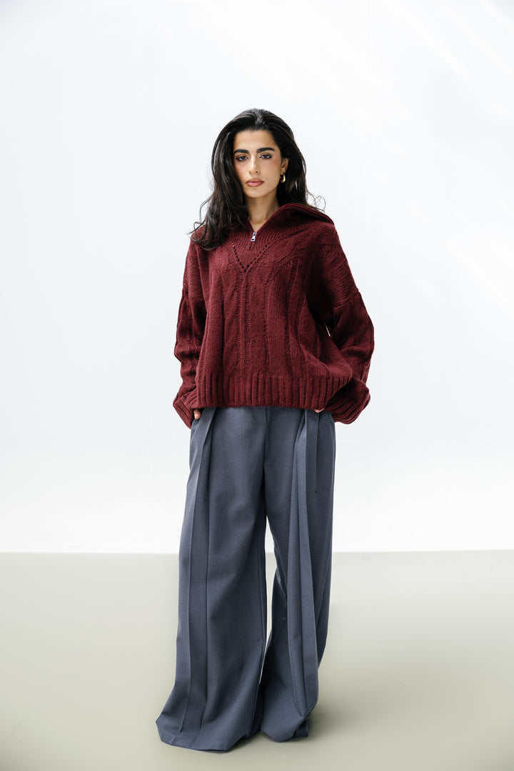 Zipper Knitted Sweater