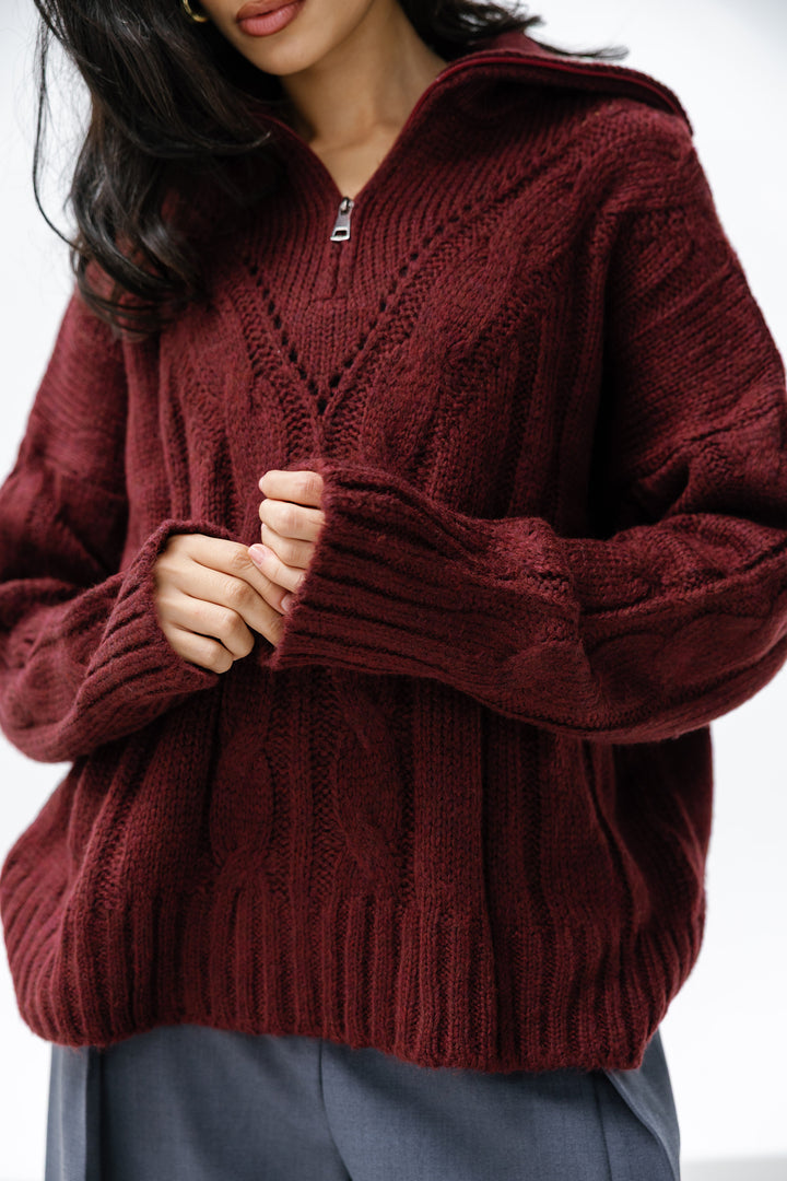Zipper Knitted Sweater