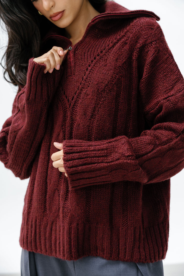 Zipper Knitted Sweater