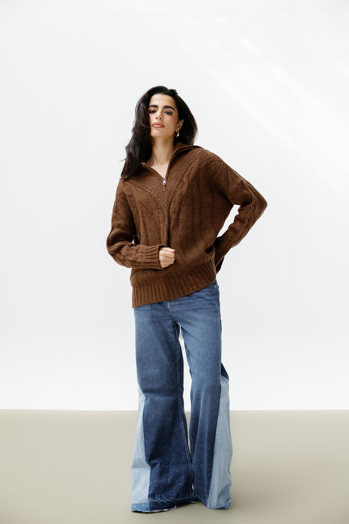 Zipper Knitted Sweater