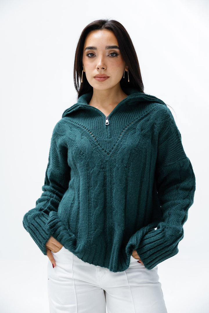 Zipper Knitted Sweater