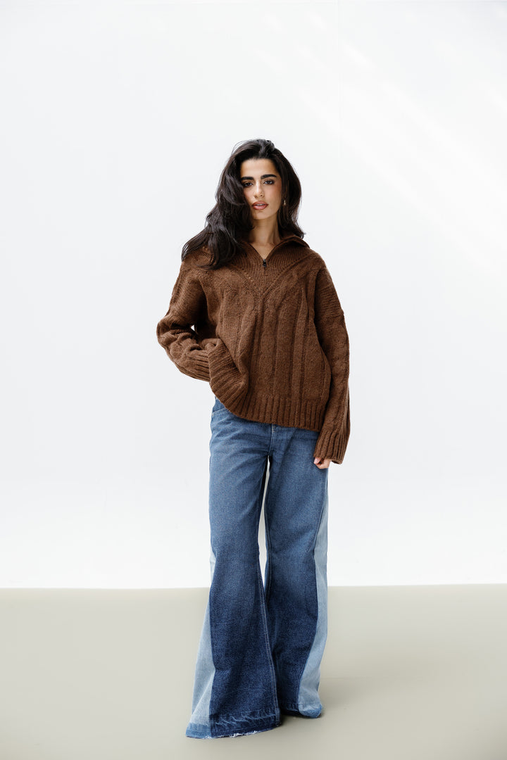 Zipper Knitted Sweater