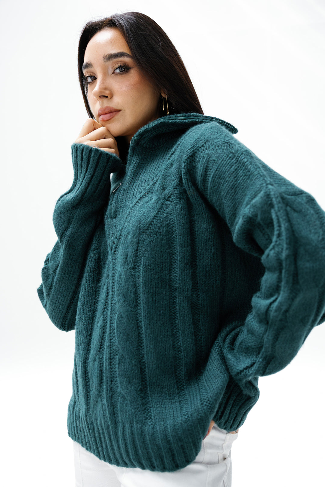 Zipper Knitted Sweater