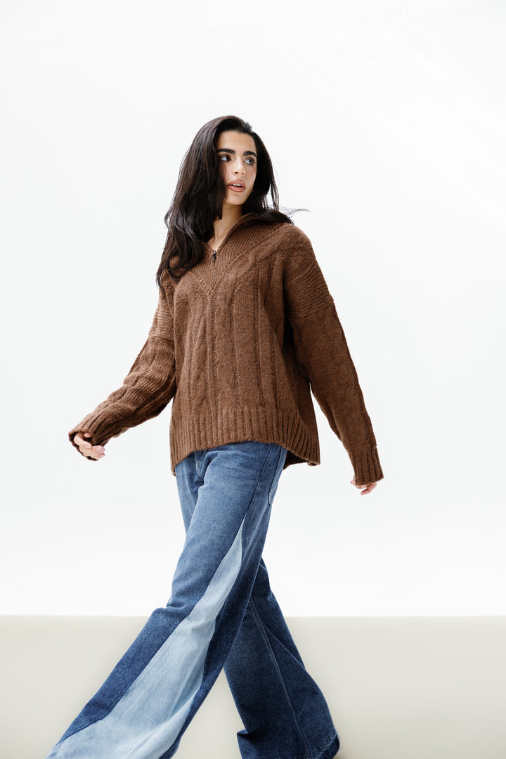 Zipper Knitted Sweater