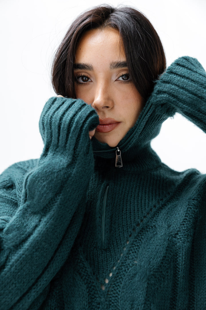 Zipper Knitted Sweater
