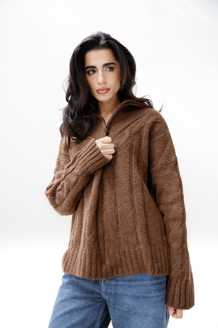 Zipper Knitted Sweater