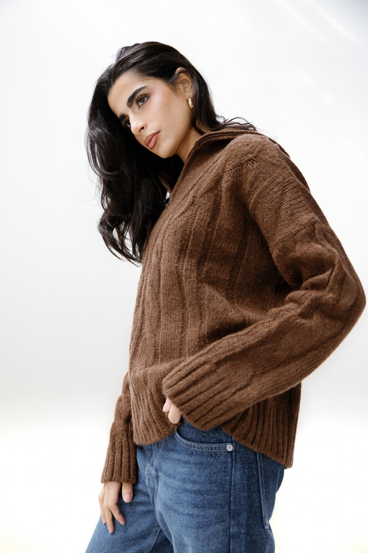 Zipper Knitted Sweater