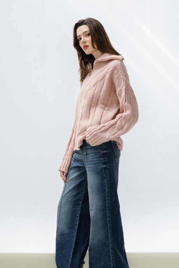 Zipper Knitted Sweater