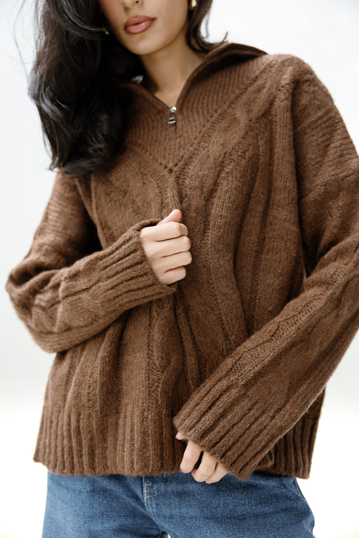 Zipper Knitted Sweater