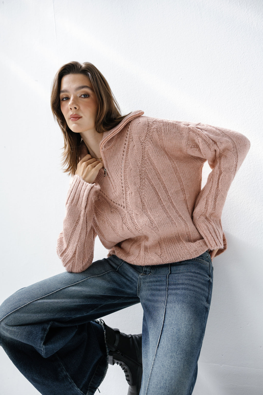 Zipper Knitted Sweater