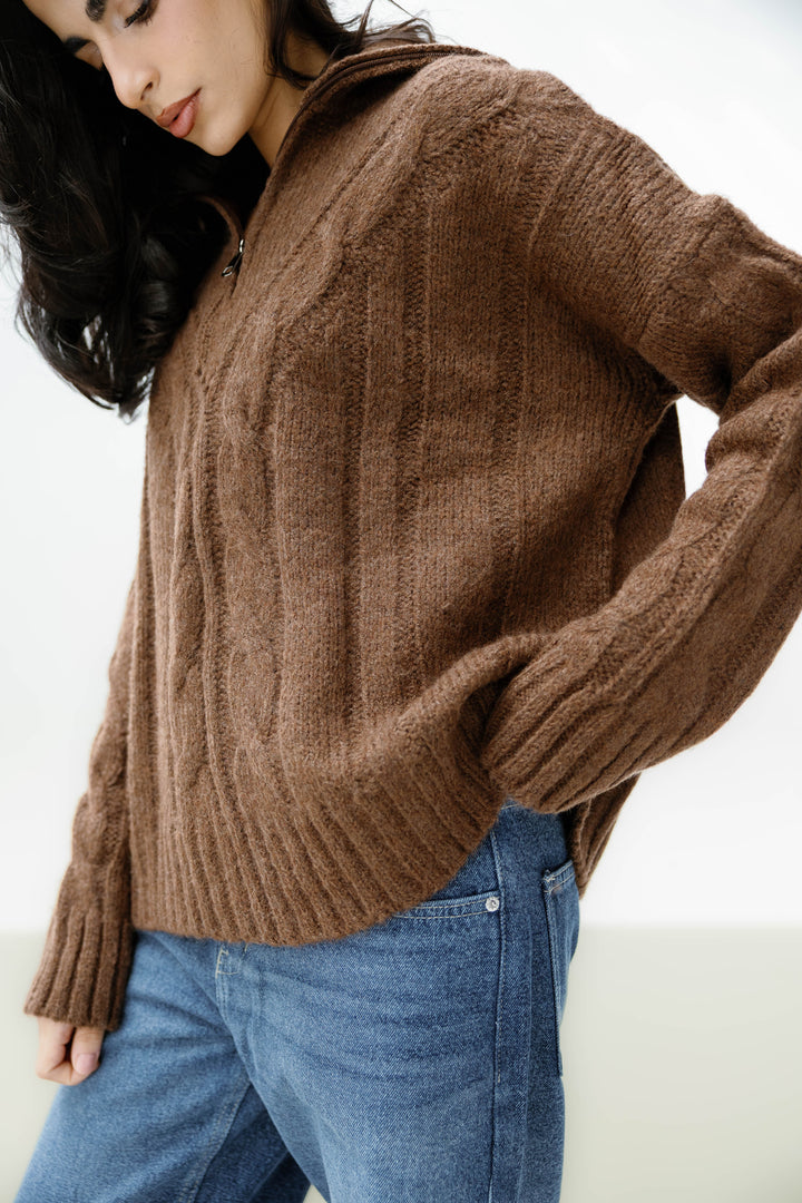 Zipper Knitted Sweater