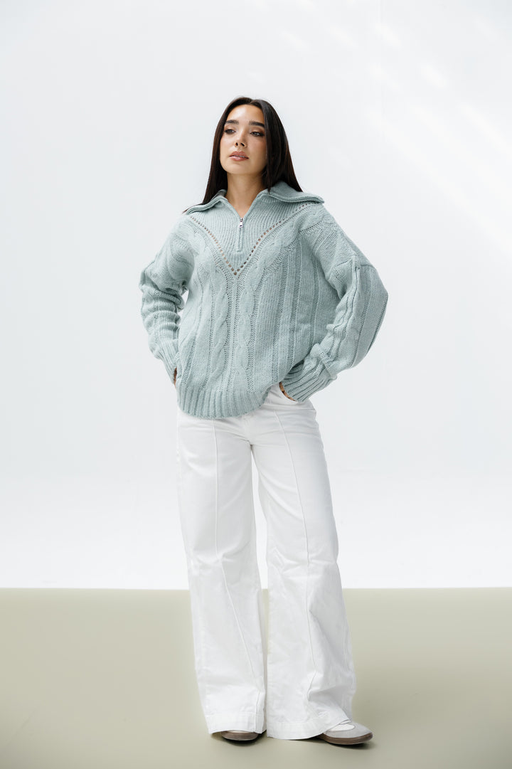 Zipper Knitted Sweater