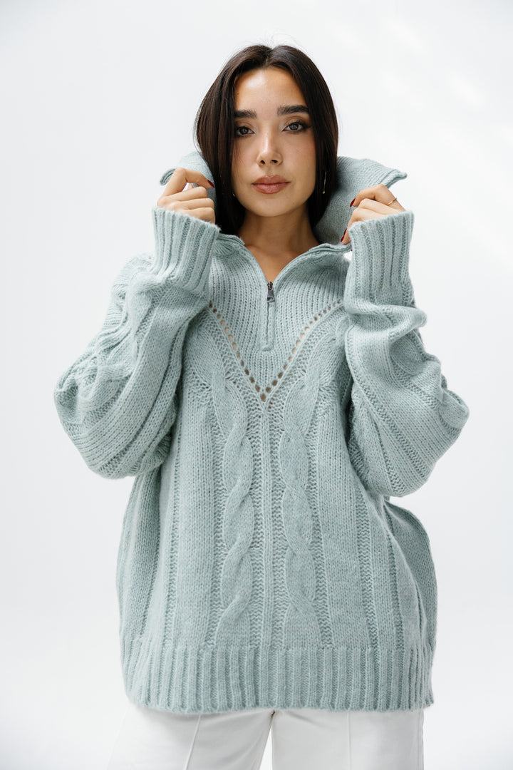 Zipper Knitted Sweater