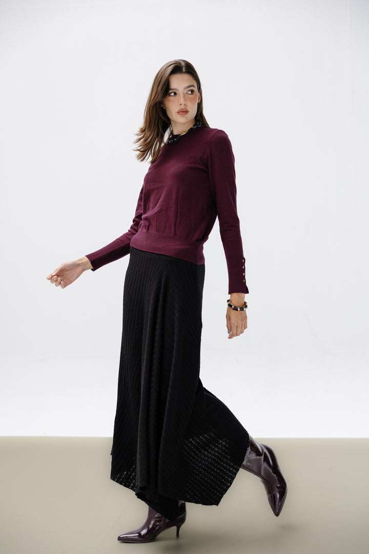Asymmetric Knitted Skirt - Black