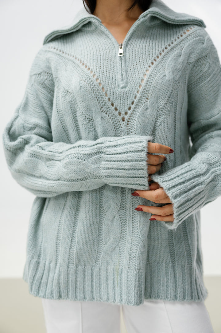 Zipper Knitted Sweater