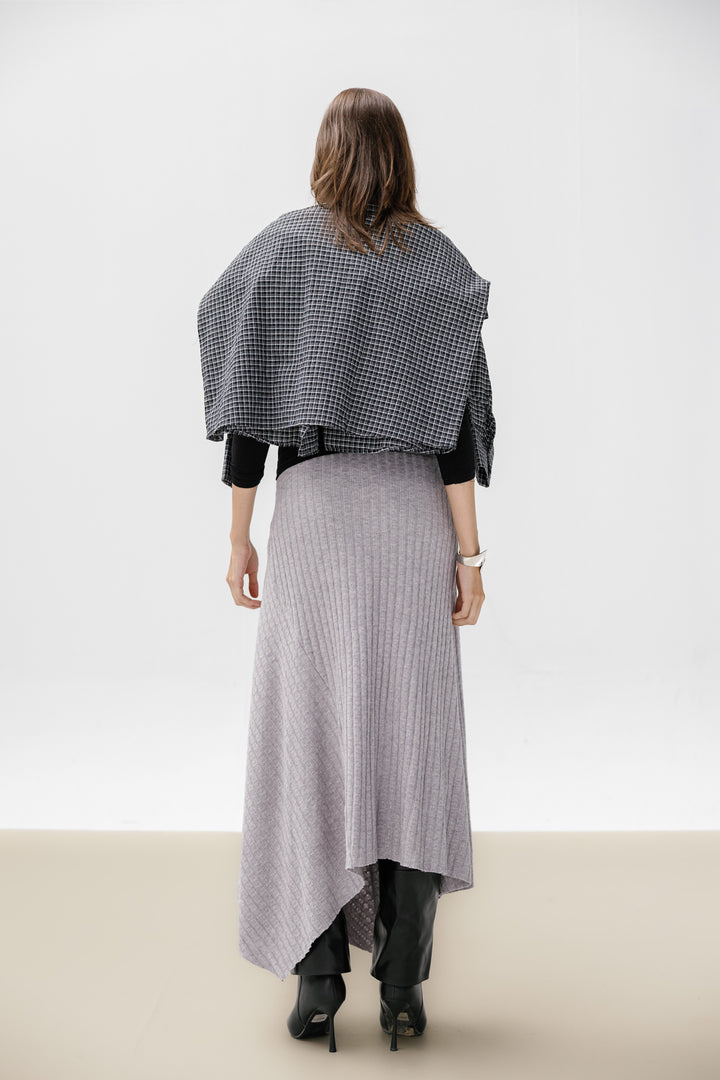Asymmetric Knitted Skirt - Grey