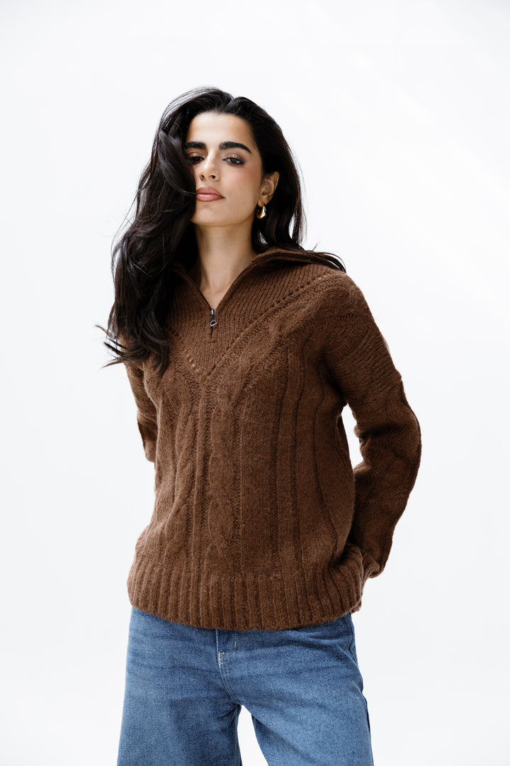 Zipper Knitted Sweater