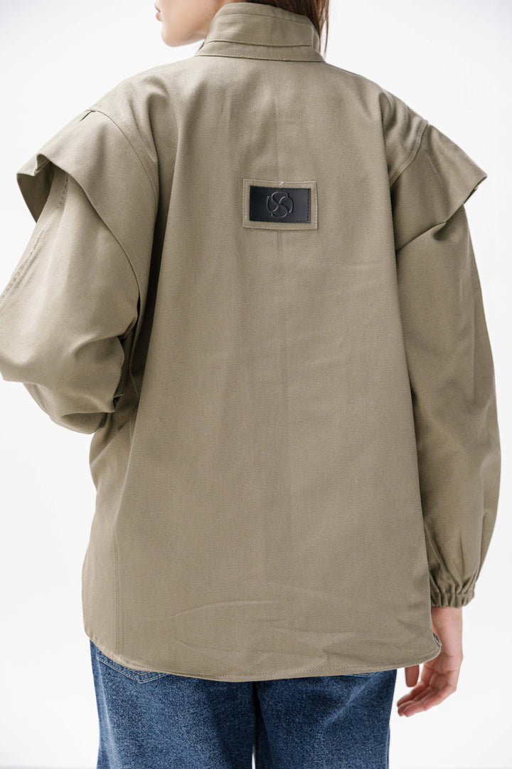 Denim Zipper Jacket - Olive