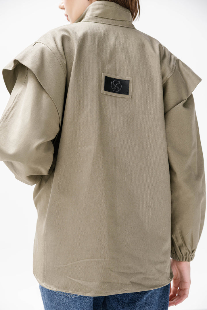 Denim Zipper Jacket - Olive