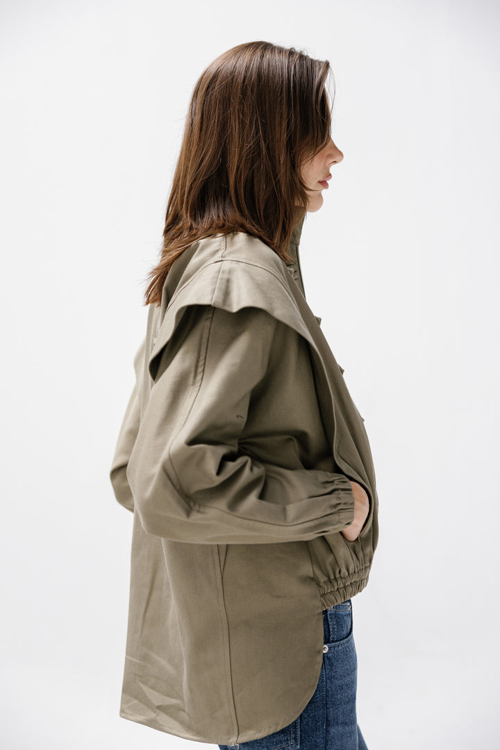Denim Zipper Jacket - Olive