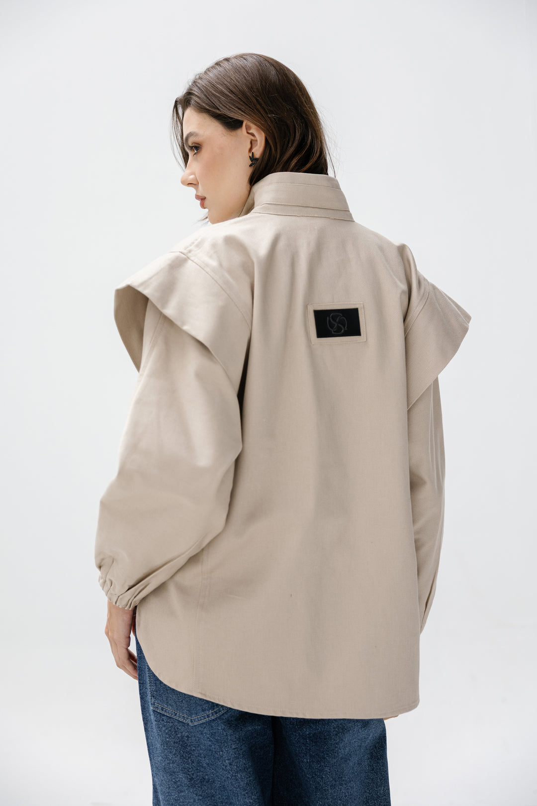 Denim Zipper Jacket - Beige