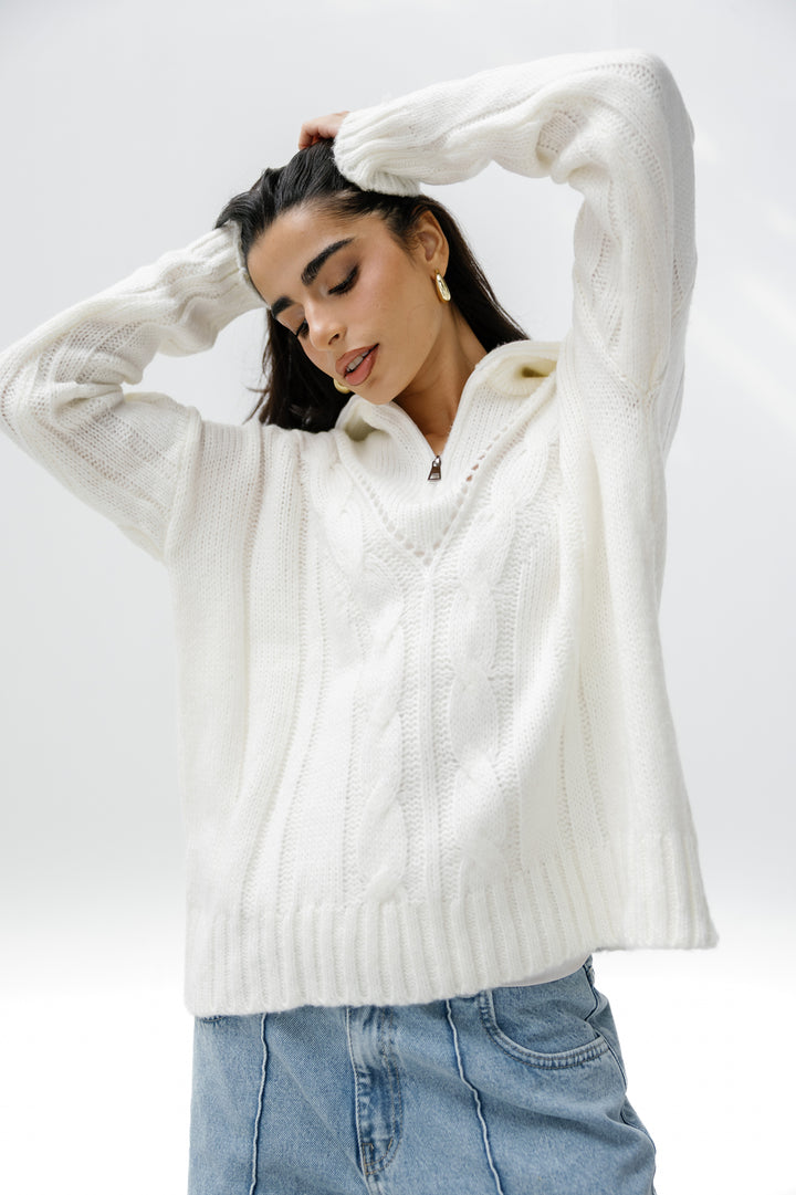 Zipper Knitted Sweater
