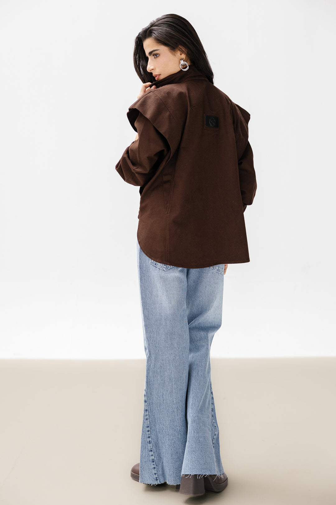 Denim Zipper Jacket - Brown
