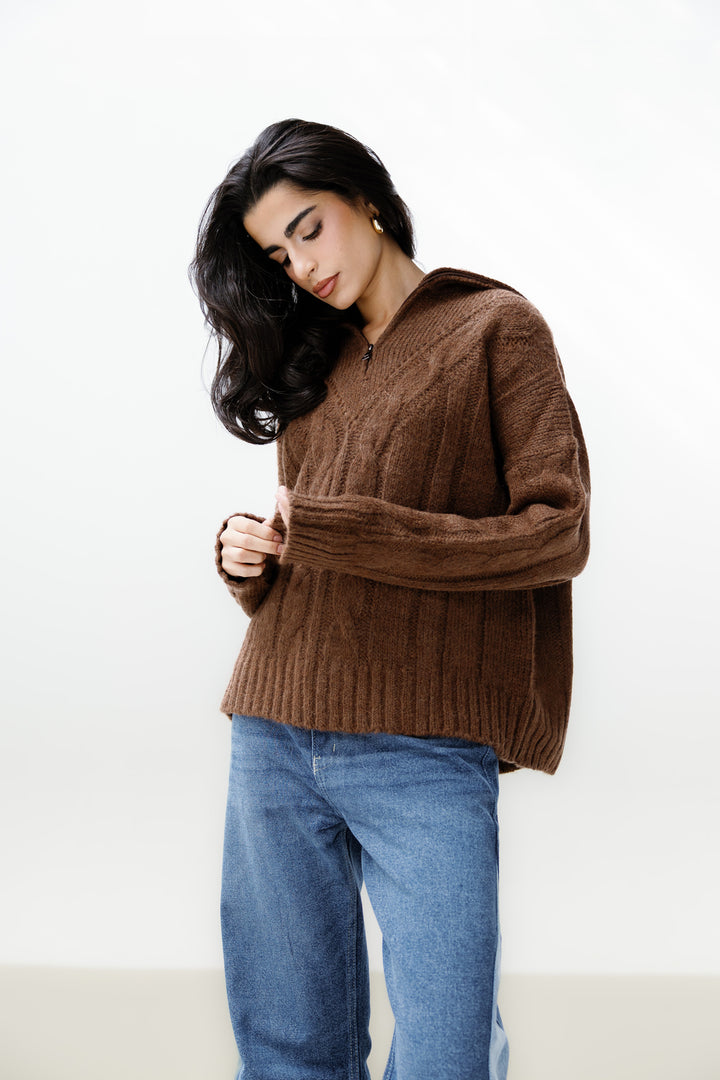 Zipper Knitted Sweater