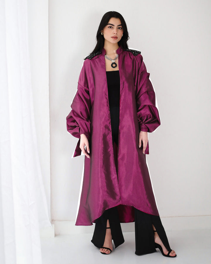 Dark fuchsia Taffeta abaya